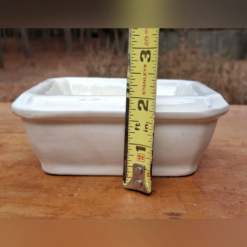 Antique 1892-1910 D.E. McNicol Pottery Co. White Ironstone Soap Box Soap Dish